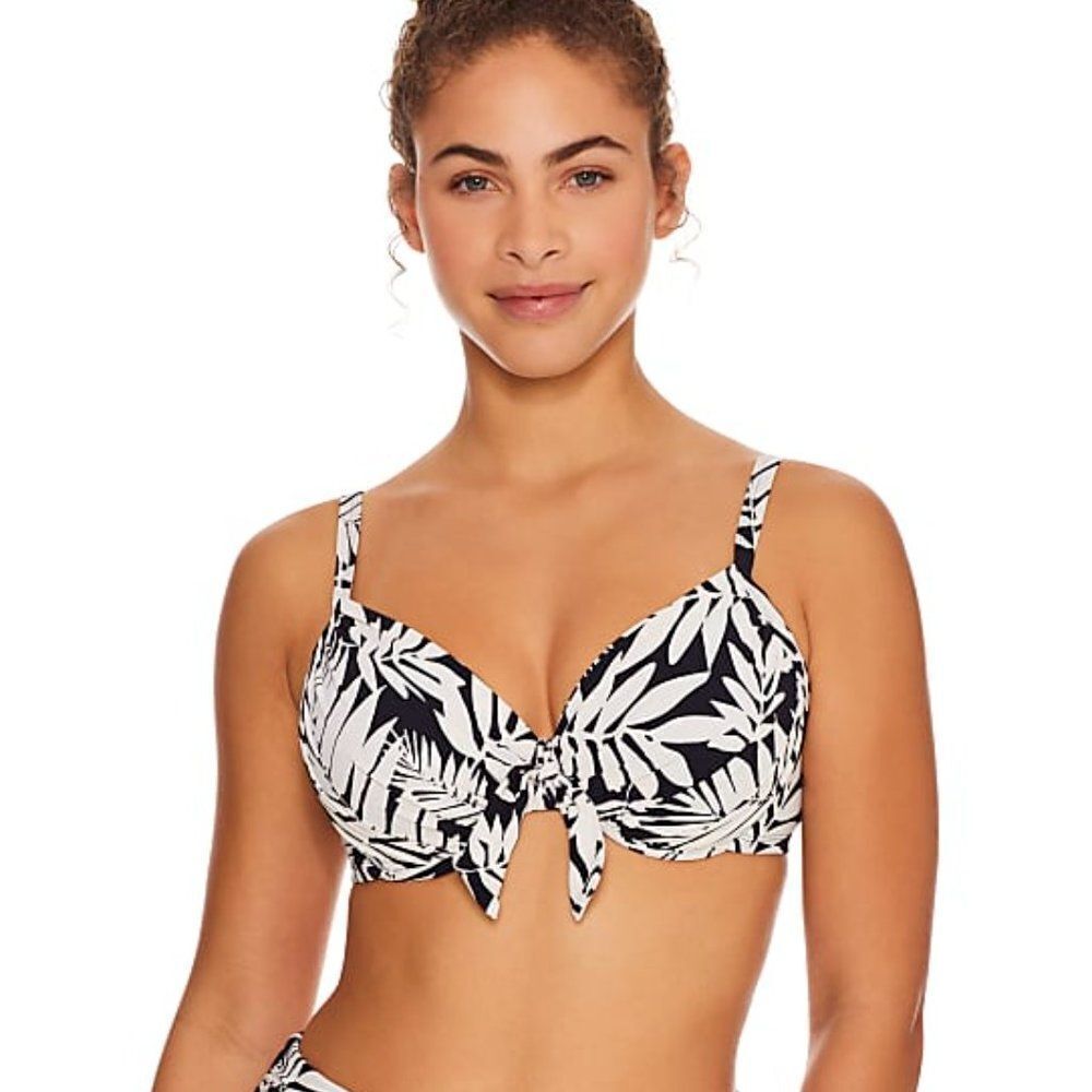 BLEU ROD BEATTIE Urban Oasis Tie-Front Bikini Top 36 D Cup